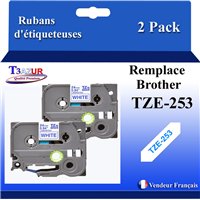 Ruban générique Brother TZE251 (TZ-251)- Noire/Blanche- 24mm * 8m