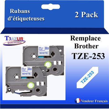 Ruban générique Brother TZE251 (TZ-251)- Noire/Blanche- 24mm * 8m