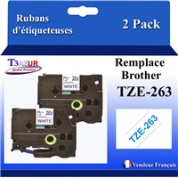 Ruban générique Brother TZE251 (TZ-251)- Noire/Blanche- 24mm * 8m