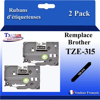 Ruban générique Brother TZE-315 (TZ-315)- Blanche/Noire- 6mm * 8m