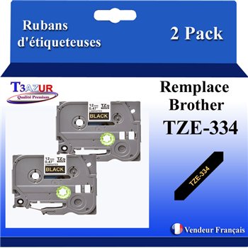 Ruban générique Brother TZE-325 (TZ-325)- Blanche/Noire- 9mm * 8m