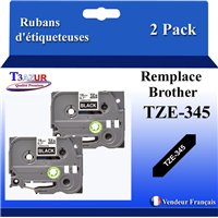 Ruban générique Brother TZE-335 (TZ-335)- Blanche/Noire- 12mm * 8m