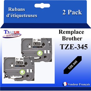 Ruban générique Brother TZE-335 (TZ-335)- Blanche/Noire- 12mm * 8m