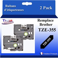 Ruban générique Brother TZE-335 (TZ-335)- Blanche/Noire- 12mm * 8m