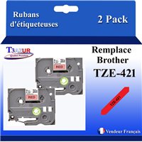 Ruban générique Brother TZE-421 (TZ-421)- Noire/Rouge- 9mm * 8m