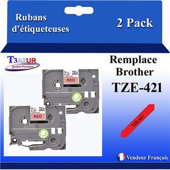 Ruban générique Brother TZE-421 (TZ-421)- Noire/Rouge- 9mm * 8m