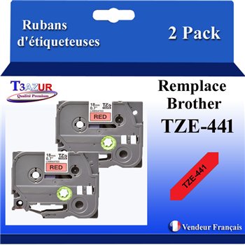 Ruban générique Brother TZE-435 (TZ-435)- Blanche/Rouge- 12mm * 8m