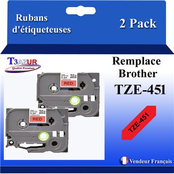 Ruban générique Brother TZE-435 (TZ-435)- Blanche/Rouge- 12mm * 8m