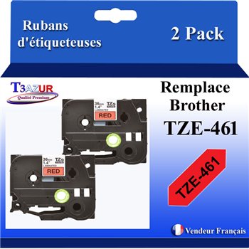 Ruban générique Brother TZE-435 (TZ-435)- Blanche/Rouge- 12mm * 8m