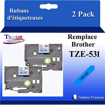 Ruban générique Brother TZE-531 (TZ-531)- Noire/Bleue- 12mm * 8m