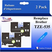 Ruban générique Brother TZE-535 (TZ-535)- Blanche/Bleue- 12mm * 8m