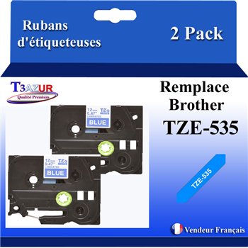 Ruban générique Brother TZE-535 (TZ-535)- Blanche/Bleue- 12mm * 8m