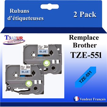 Ruban générique Brother TZE-535 (TZ-535)- Blanche/Bleue- 12mm * 8m