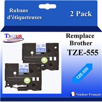 Ruban générique Brother TZE-535 (TZ-535)- Blanche/Bleue- 12mm * 8m