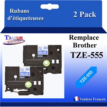 Ruban générique Brother TZE-535 (TZ-535)- Blanche/Bleue- 12mm * 8m