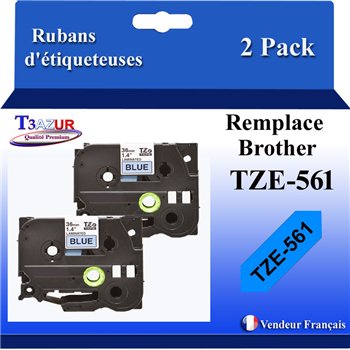 Ruban générique Brother TZE-535 (TZ-535)- Blanche/Bleue- 12mm * 8m
