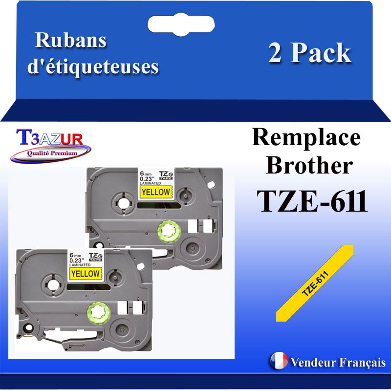 Ruban générique Brother TZE-611 (TZ-611)- Noire/Jaune- 6mm * 8m Ruban générique Brother TZE-611 (TZ-611)- Noire/Jaune- 6mm * 8m
