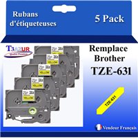 Ruban générique Brother TZE-631 (TZ-631)- Noire/Jaune-12mm * 8m