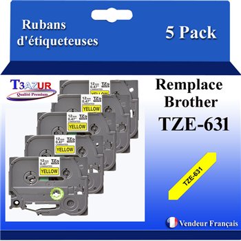 Ruban générique Brother TZE-631 (TZ-631)- Noire/Jaune-12mm * 8m