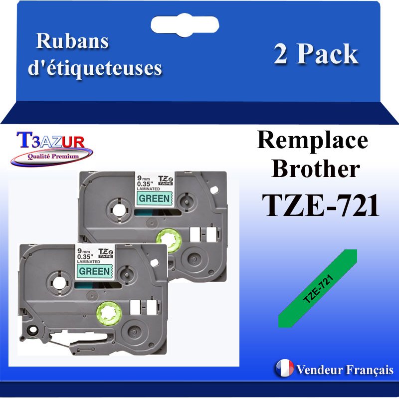 Ruban générique Brother TZE-721 (TZ-721)- Noire/Vert -9mm * 8m Ruban générique Brother TZE-721 (TZ-721)- Noire/Vert -9mm * 8m