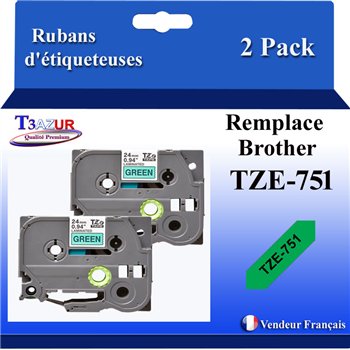 Ruban générique Brother TZE-731 (TZ-731)- Noire/Vert - 12mm * 8m