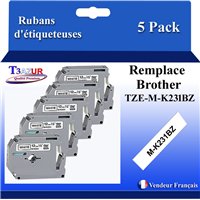 Brother TZeS231 Ruban pour étiquettes laminé super adhésif original - Texte noir sur fond blanc - Largeur 12 mm x 8 mètres