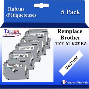 Brother TZeS231 Ruban pour étiquettes laminé super adhésif original - Texte noir sur fond blanc - Largeur 12 mm x 8 mètres
