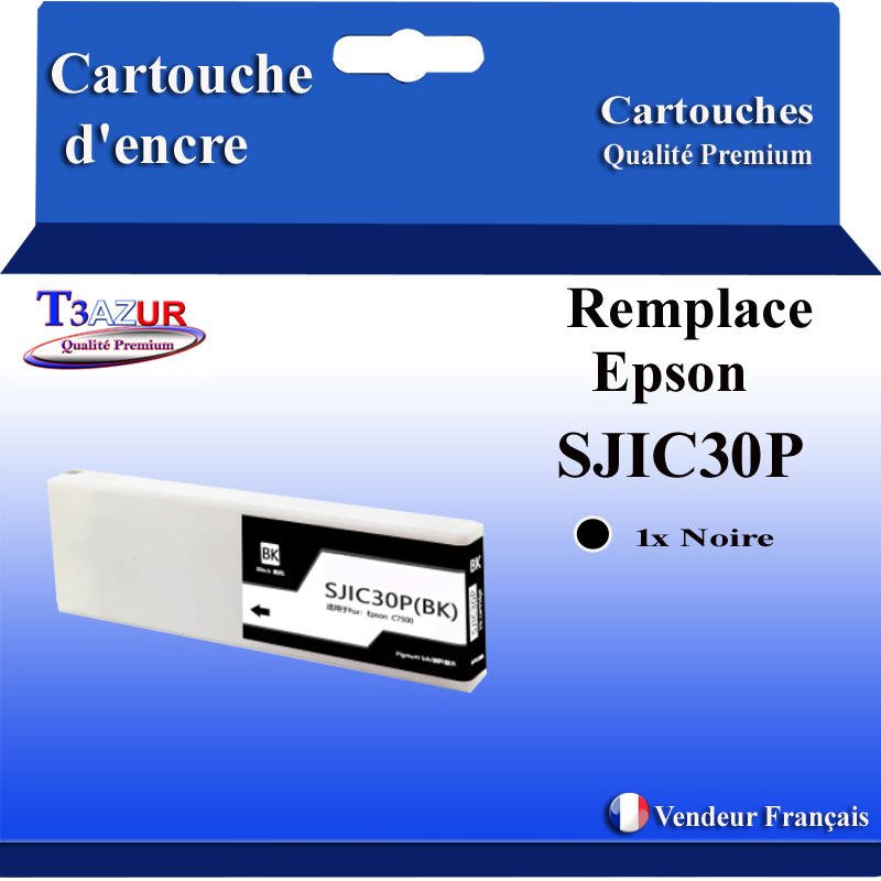 Cartouche d'encre pigmentée générique Epson SJIC30P (C33S020639/SJIC30P(K)) Noire
