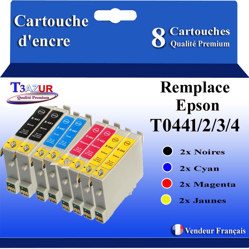 Lot de 4 Cartouches compatibles Epson T0441 / T0442 / T0443 / T0444 Lot de 4 Cartouches compatibles Epson T0441 / T0442 / T0443 / T0444