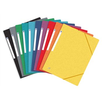 Lot de 100 Chemises à élastiques Oxford Top File+ A4 - Couverture souple - 3 rabats - Dos 20 mm - Couleurs assorties (100)