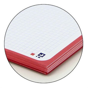 Lot de 10 Cahier à spirales Oxford Europeanbook 1, format A4+, quadrillé 5 x 5 mm, 80 feuilles, bande colorée - Rouge
