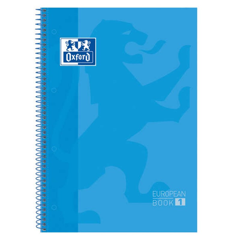 Lot de 10 Cahier à spirales Oxford Europeanbook 1, format A4+, quadrillé 5 x 5 mm, 80 feuilles, bande colorée - Turquoise Lot de 10 Cahier à spirales Oxford Europeanbook 1, format A4+, quadrillé 5 x 5 mm, 80 feuilles, bande colorée - Turquoise