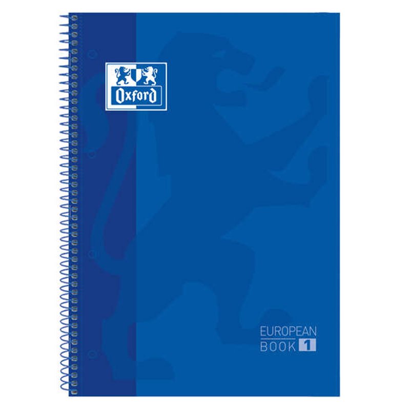 Lot de 10 Cahier à spirales Oxford Europeanbook 1, format A4+, quadrillé 5 x 5 mm, 80 feuilles, bande colorée - Bleu marine Lot de 10 Cahier à spirales Oxford Europeanbook 1, format A4+, quadrillé 5 x 5 mm, 80 feuilles, bande colorée - Bleu marine