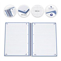 Lot de 10 Cahier à spirales Oxford Europeanbook 1, format A4+, quadrillé 5 x 5 mm, 80 feuilles, bande colorée - Bleu marine
