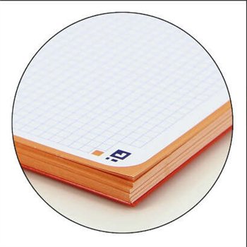 Lot de 10 Cahier à spirales Oxford Europeanbook 1, format A4+, quadrillé 5 x 5 mm, 80 feuilles, bande colorée - Pêche