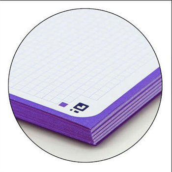 Lot de 10 Cahier à spirales Oxford Europeanbook 1, format A4+, quadrillé 5 x 5 mm, 80 feuilles, bande colorée - Mauve