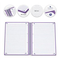 Lot de 10 Cahier à spirales Oxford Europeanbook 1, format A4+, quadrillé 5 x 5 mm, 80 feuilles, bande colorée - Mauve
