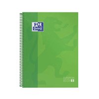 Lot de 10 Cahier à spirales Oxford Europeanbook 1, format A4+, quadrillé 5 x 5 mm, 80 feuilles, bande colorée - Vert pomme