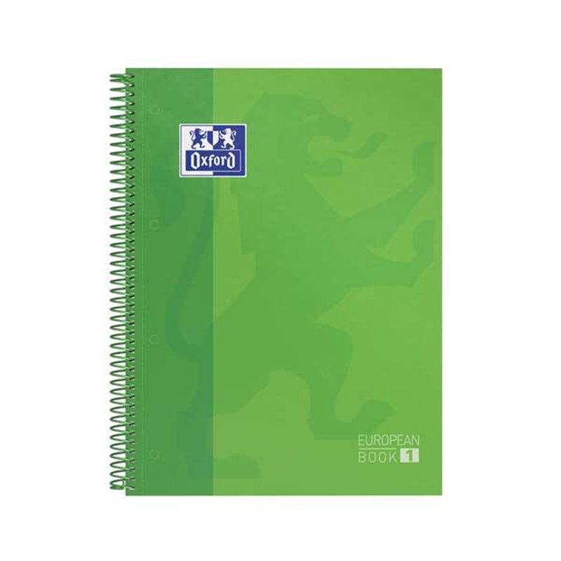 Lot de 10 Cahier à spirales Oxford Europeanbook 1, format A4+, quadrillé 5 x 5 mm, 80 feuilles, bande colorée - Vert pomme Lot de 10 Cahier à spirales Oxford Europeanbook 1, format A4+, quadrillé 5 x 5 mm, 80 feuilles, bande colorée - Vert pomme