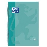 Lot de 10 Cahier à spirales Oxford Europeanbook 1, format A4+, quadrillé 5 x 5 mm, 80 feuilles, bande colorée - Menthe glacée