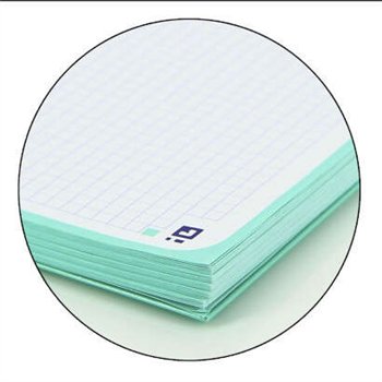 Lot de 10 Cahier à spirales Oxford Europeanbook 1, format A4+, quadrillé 5 x 5 mm, 80 feuilles, bande colorée - Menthe glacée