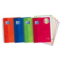 Lot de 5 Cahiers à spirales Oxford Europeanbook 5, format A4+, quadrillé 5 x 5 mm, 120 feuilles -  Couleurs assorties