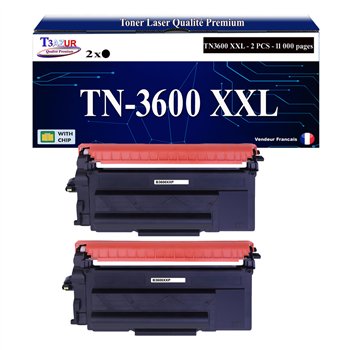 Lot de 2 Toners compatibles Brother TN3600 XXL Noir- 11 000 pages