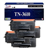 Lot de 4 Toners compatibles avec Brother TN3610 Noir- 18 000 pages