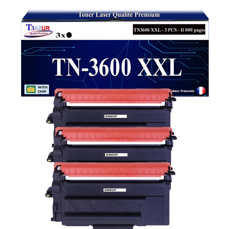 Lot de 2 Toners compatibles Brother TN3600 XXL Noir- 11 000 pages Lot de 2 Toners compatibles Brother TN3600 XXL Noir- 11 000 pages