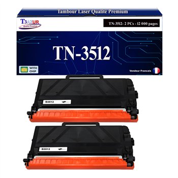 2x Toners compatibles Brother TN3512 Noir- 12 000 pages