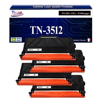 2x Toners compatibles Brother TN3512 Noir- 12 000 pages