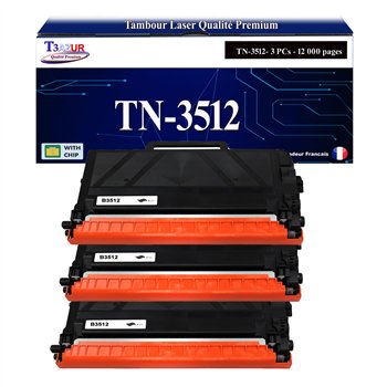 2x Toners compatibles Brother TN3512 Noir- 12 000 pages