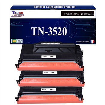 2x Toners compatibles Brother TN3520 Noir- 20 000 pages