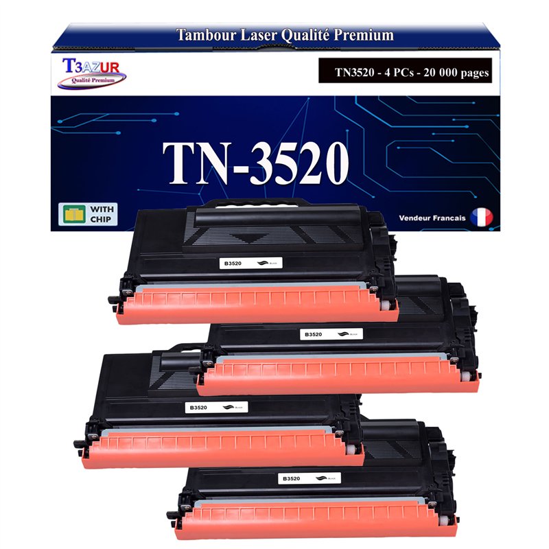 2x Toners compatibles Brother TN3520 Noir- 20 000 pages 2x Toners compatibles Brother TN3520 Noir- 20 000 pages